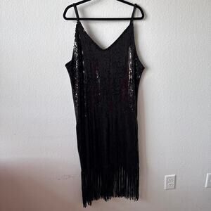 Black sequin flapper dress